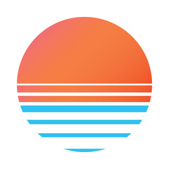 Sun 80s in retro style. Retro sunset collection