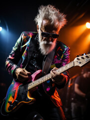 a senior musician performing