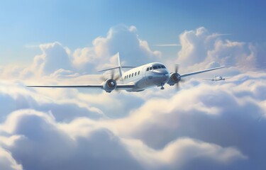 Naklejka na ściany i meble Passenger plane flying in the clouds