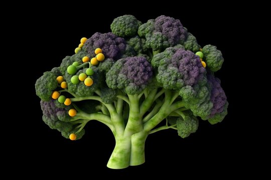 Illustration of a molecule from cruciferous vegetables called sulforaphane. Generative AI