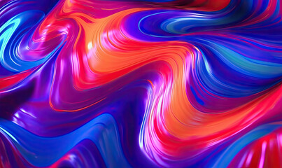 Obraz premium Abstract liquid wave wallpaper. Creative holographic banner. For banner, postcard, book illustration. Created with generative AI tools