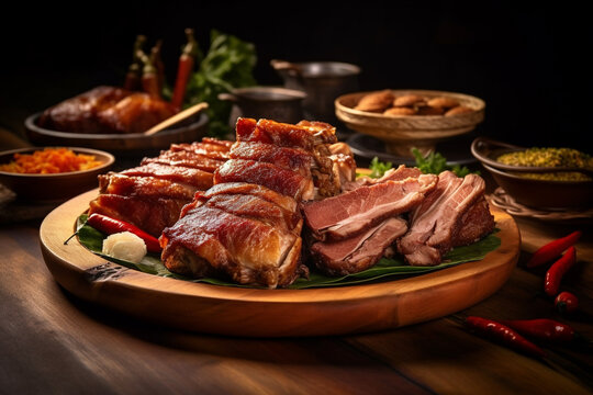 Crispy pata deep fried pig trotters or knuckles Filipino food