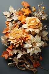 Vibrant floral arrangement showcases beauty in nature with orange and yellow blooms.