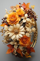 Vibrant floral arrangement showcases beauty in nature with orange and yellow blooms.