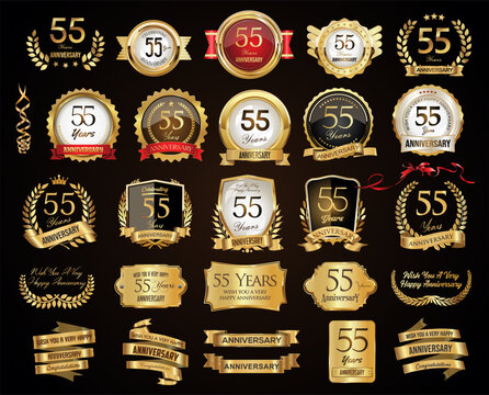 Retro vintage badges and labels anniversary collection vector illustration 