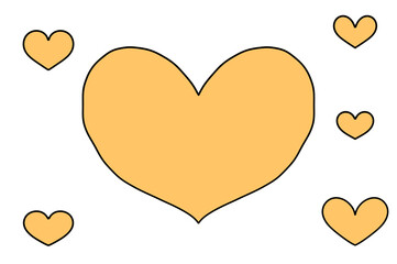 輪郭ありオレンジのハートセット