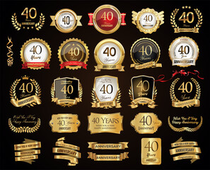 Retro vintage badges and labels anniversary collection vector illustration  - 634982529