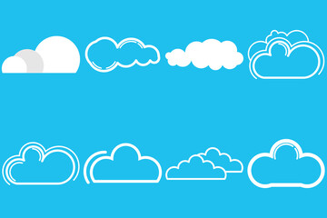 Cloud logo shapes design vector set, blue background. Data technology icon