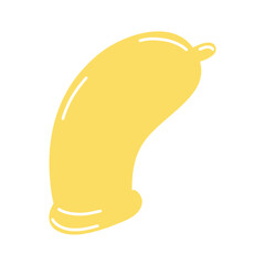 Condom. Cartoon condom. Safe sex, contraception. Cute kawaii preservative. Vector illustration isolation on a white background.