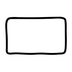 Rectangle hand drawn frame. Doodle curve deformed textured frame. Border hand drawn sketch. Vector illustration isolated on a white background.