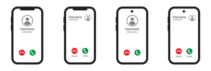 Phone screen incoming call icon, vector illustration