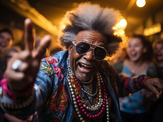 Obraz premium Old people take part in carnivals in the tropics