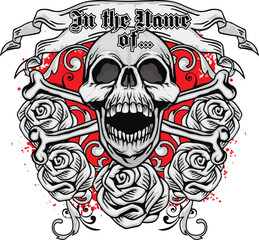 Gothic sign with skull, grunge vintage design t shirts