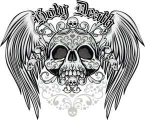 Gothic sign with skull, grunge vintage design t shirts