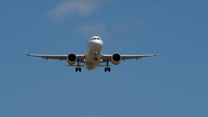 Naklejka premium Avion en proceso de aterrizaje