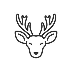 Deer, linear icon. Deer head with antlers. Line with editable stroke