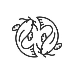 Fototapeta premium Japanese carp, linear icon. Line with editable stroke