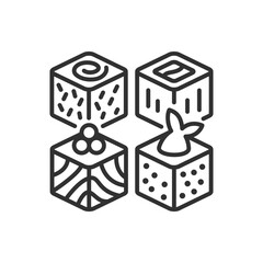 Rolls, linear icon, Japanese sushi. Line with editable stroke