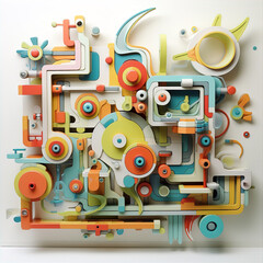 Obraz premium The concept of modular constructivism comes into play, with the sprite's elements designed to interlock like pieces of an artistic puzzle. This not only reflects the interconnectedness of nature 