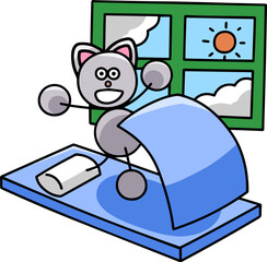 元気に起床するにゃんまるのイラスト(左右反転バージョン)　猫
