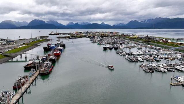 homer alaska boat cruises to dock aerial