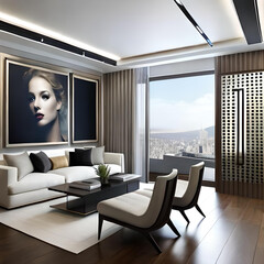 Closeup picture of a Room interior, house interior, decoration. Generative AI