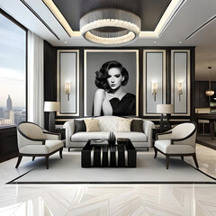 Closeup picture of a Room interior, house interior, decoration. Generative AI