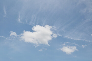 Bright Blue sky with white cloud. Beautiful sky background and wallpaper. Clear day and good weather in the morning.  