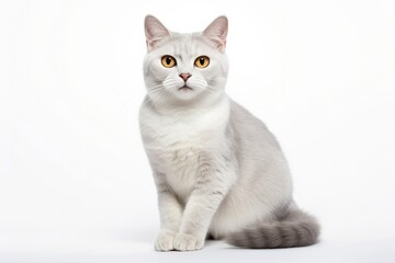 Fototapeta na wymiar Burmilla Cat Sitting On A White Background