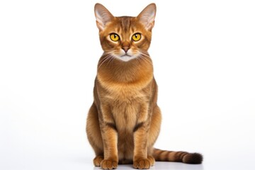 Chausie Cat Stands On A White Background
