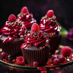 valentine decorated cupcakes close up