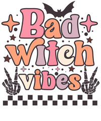 Bad Witch Retro pink Witches Halloween T shirt Design