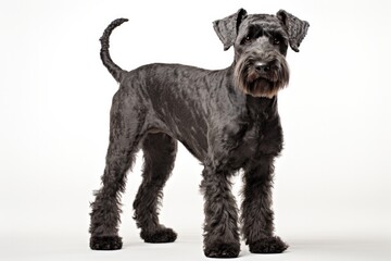 Kerry Blue Terrier Dog Upright On A White Background
