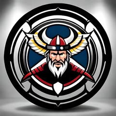 viking medieval color logo. viking medieval sign. Isolated symbol illustration. Generative AI