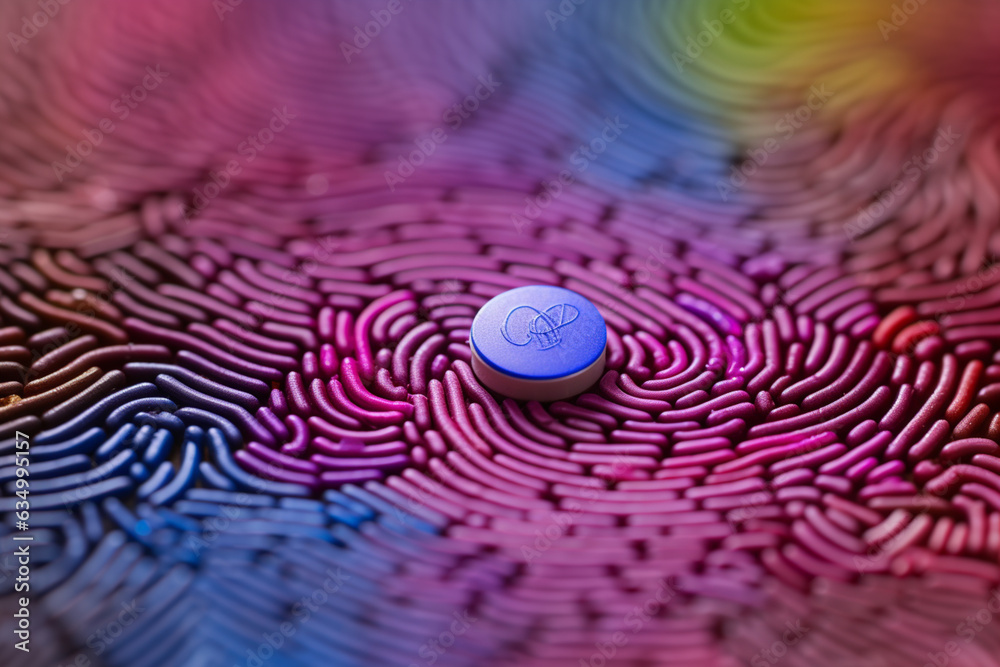 Leinwandbilder Close up beautiful abstract multi colored fingerprint on background texture for design Generative AI technology.