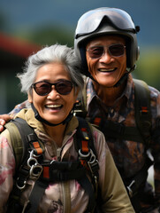 Fototapeta premium senior people skydiving
