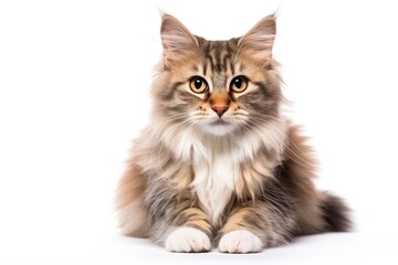 Siberian Cat Upright On A White Background