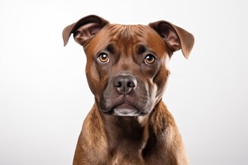 Staffordshire Bull Terrier Dog Sitting On A White Background
