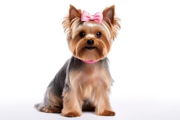 Yorkshire Terrier Dog Sitting On A White Background