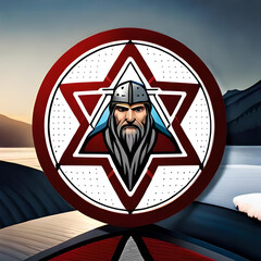 viking medieval color logo. viking medieval sign. Isolated symbol illustration. Generative AI