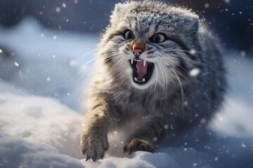 pallas cat in the snow