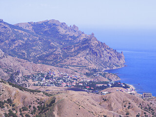 Beautiful landscape seacost with rocks at the sunny day new world kara-dag