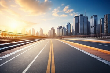 empty road with city background