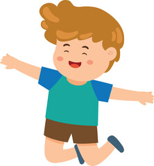 cute little kid jump and feel happy