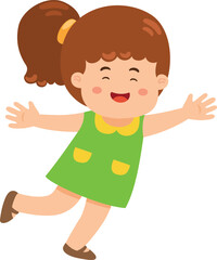 cute little kid girl stand happy celebrating pose