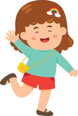 cute little kid girl stand happy celebrating pose