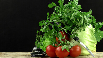 Naklejka na ściany i meble Mix of organic veggies bursting with color Freshness and health in every bite