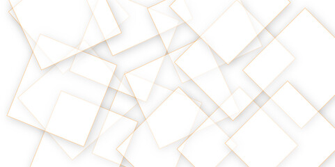 Abstract white square shape with gold line futuristic concept background. Abstract white and gold lines geometric with luxury concept background. Vector illustration. 