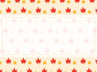 秋らしい紅葉の柄の背景フレーム枠素材。コピースペース付き。