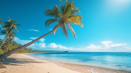 Fototapeta premium Beautiful seascape tropical beach with yellow sand and Generative Ai
